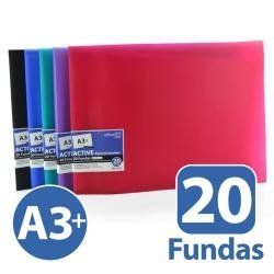 CARPETA 20 FUNDAS ACTIVE HORIZONTAL A3+ SURTIDAS