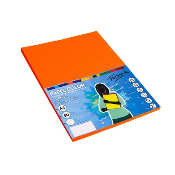 PAQUETE 100H 80GR.A4 PAPEL NARANJA FABRISA