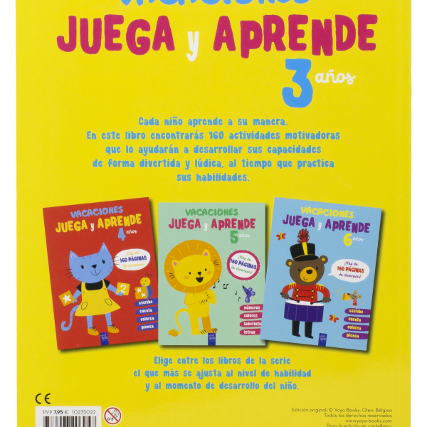 VACACIONES. JUEGA Y APRENDE. 3 AÑOS