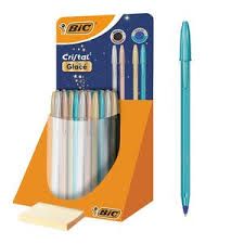 BOLIGRAFO BIC CRISTAL GLACE PLATA TINTA NEGRO
