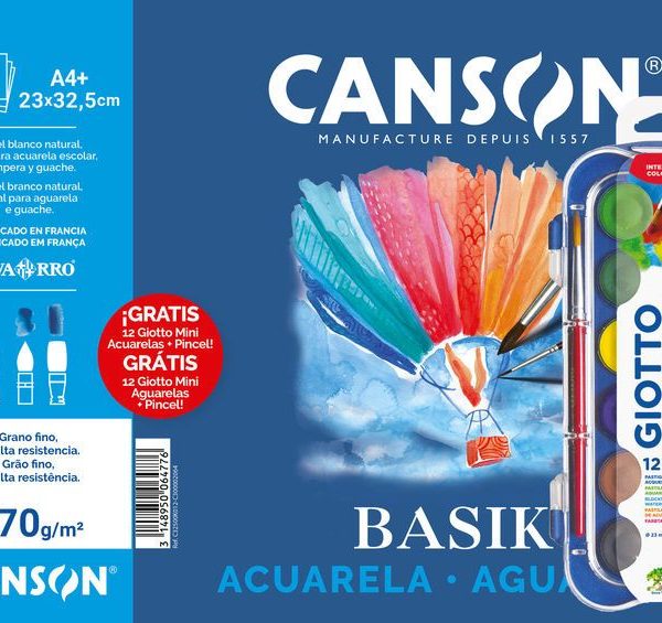 BLOC ACUARELA A4 10H BASIK 370 GR + MINI ACUARELA 12