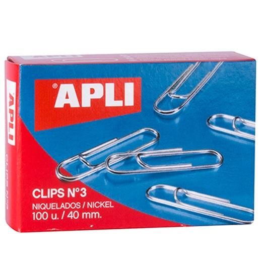APLI CLIPS NIQUELADOS Nº 3 - 40MM CAJA DE 100
