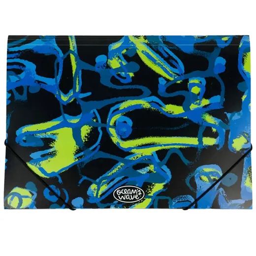 CARPETA CON GOMAS Y SOLAPAS BLUE LIQUID TAMAÑO FOLIO PP