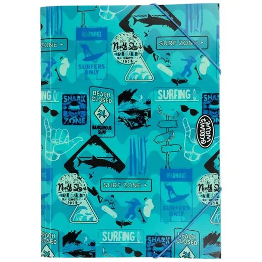 CARPETA CON GOMAS Y SOLAPAS SURF TAMAÑO FOLIO PP