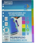 SEPARADORES CALIDAD EXTRA A4 5 COLORES NEÓN