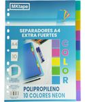 SEPARADORES CALIDAD EXTRA A4 10 COLORES NEÓN