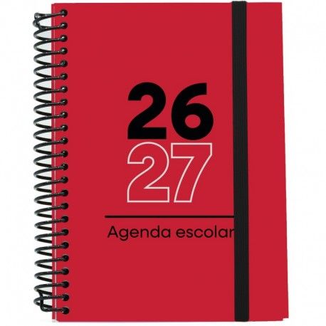 AGENDA ESCOLAR 26-27 A5 TAPA CARTÓN DÍA PÁGINA ROJA MIMBEK