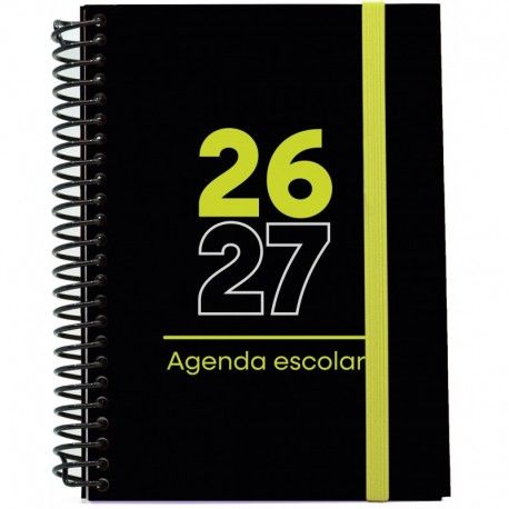 AGENDA ESCOLAR 26-27 A5 TAPA CARTÓN DÍA PÁGINA NEGRA MIMBEK