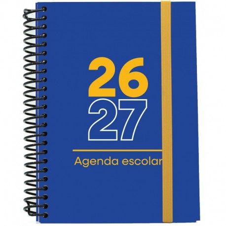 AGENDA ESCOLAR 26-27 A5 TAPA CARTÓN DÍA PÁGINA AZUL OSCURO MIMBEK