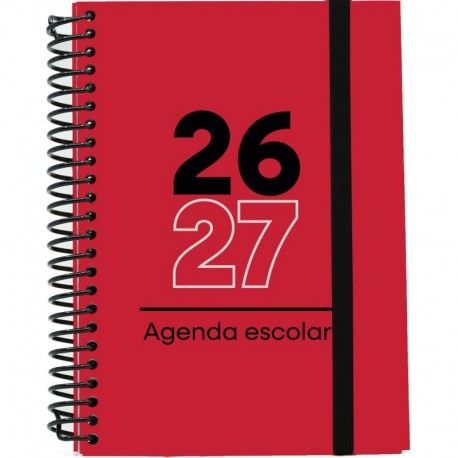 AGENDA ESCOLAR 26-27 A6 TAPA CARTÓN DÍA PÁGINA ROJA MIMBEK