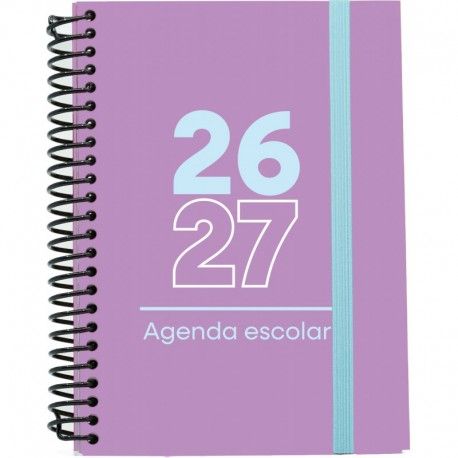 AGENDA ESCOLAR 26-27 A6 TAPA CARTÓN DÍA PÁGINA LILAMIMBEK