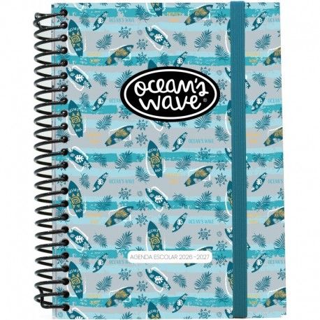 AGENDA ESCOLAR BY OCEAN´S WAVE 26-27 A5 TAPA CARTÓN SEMANA VISTA NALU OCEAN'S WAVE