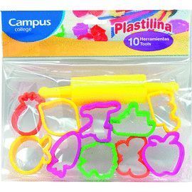 10 HERRAMIENTAS PLASTILINA + RODILLO