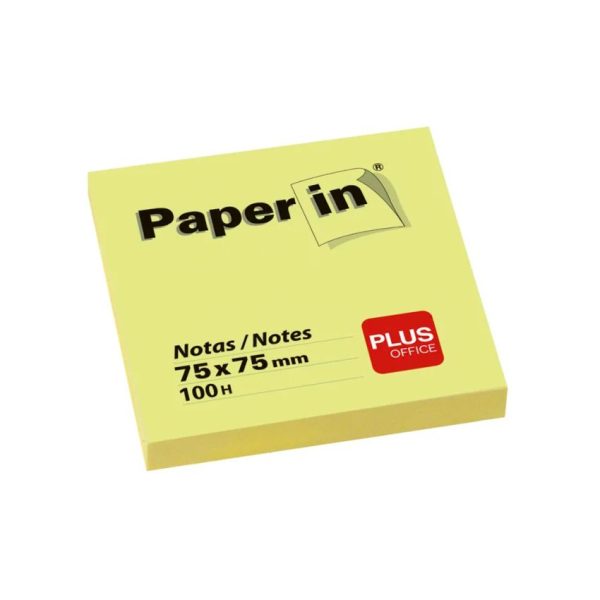 NOTAS ADHESIVAS PAPER-IN 75X75 100 HOJAS AMARILLO PAQUETE 12
