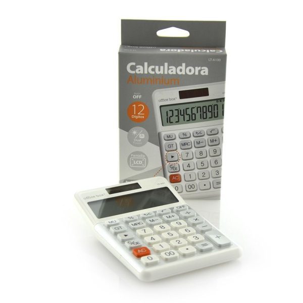 CALCULADORA MESA OFFICE  12 DIGITOS PANTALLA LCD BLANCA