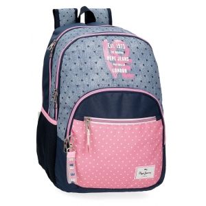 MOCHILA PEPE JEANS NONI DENIM DOBLE COMPARTIMENTO